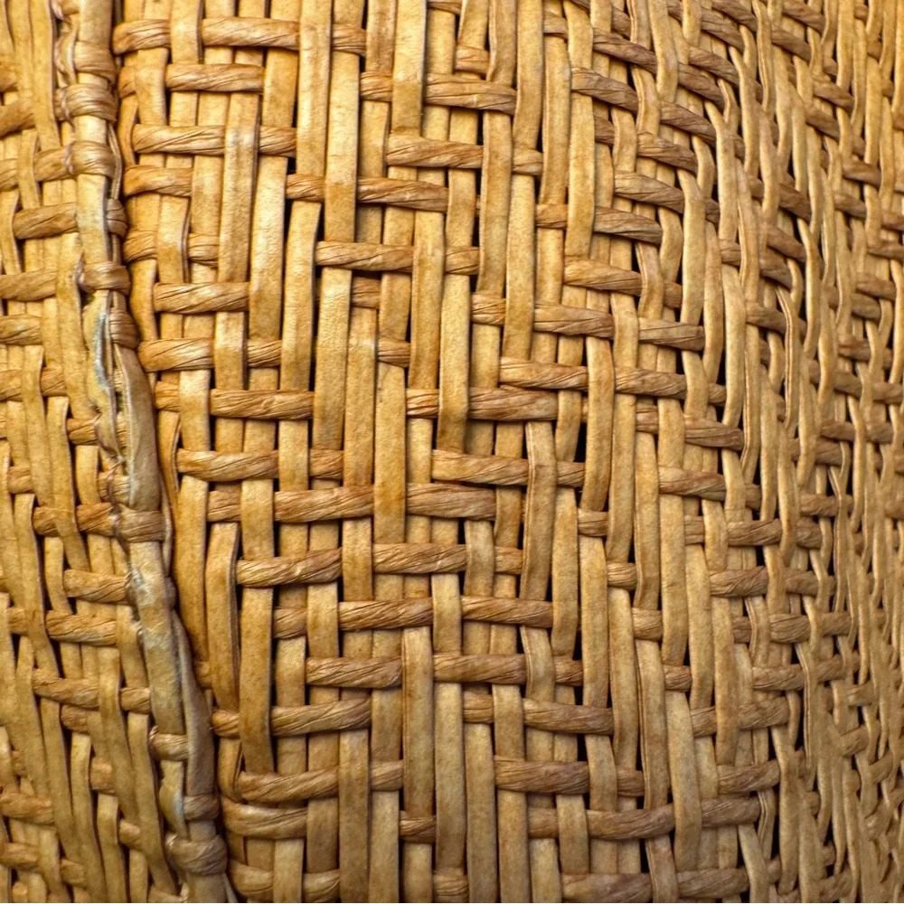 Fossil Woven Wicker Wooden Handle Square Crossbody Bag Purse 12x10x4” Tan Brown - Picture 3 of 9